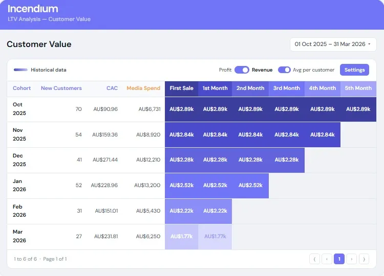 Incendium lifetime value analysis