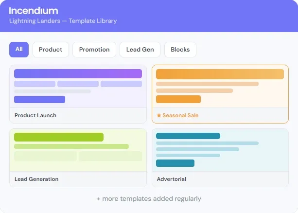 Incendium landing page editing interface